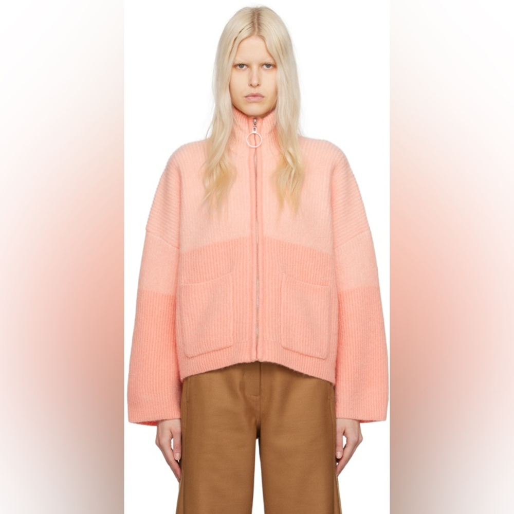 Holzweiler peach pink zip cardigan